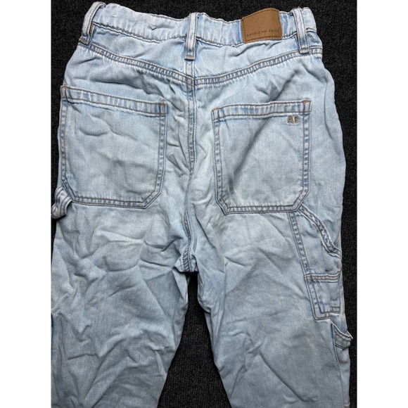 American Eagle Womens Light Wash Denim Cargo Baggy Jogger Jeans Size 00 Short - Picture 4 of 11
